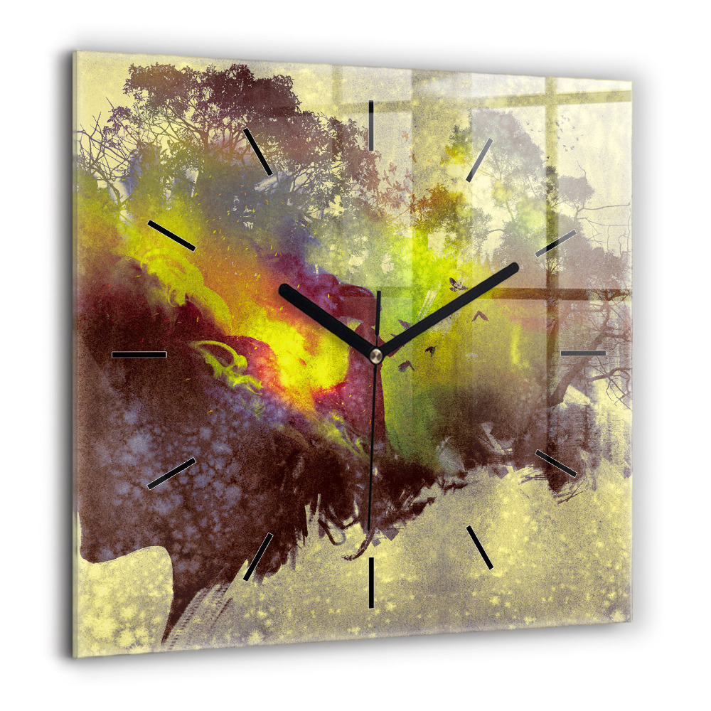 Szögletes üvegóra 60x60 Nő az erdőben