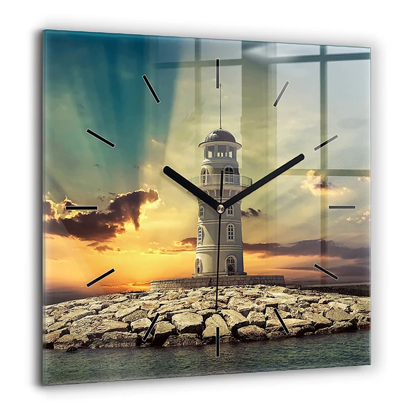 Négyzet alakú üvegóra 60x60 Világítótorony a vízen