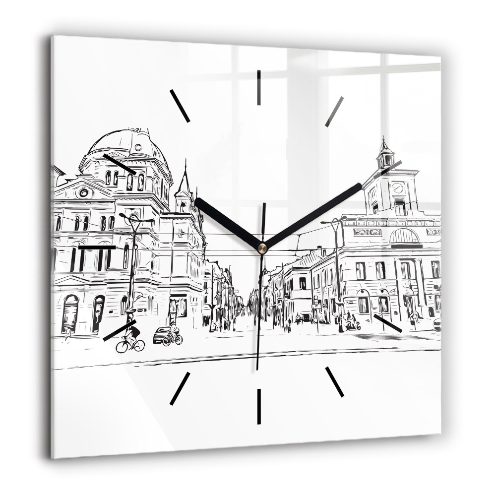Szögletes üvegóra 60x60 Poznan városának illusztrációja