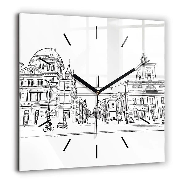 Szögletes üvegóra 60x60 Poznan városának illusztrációja