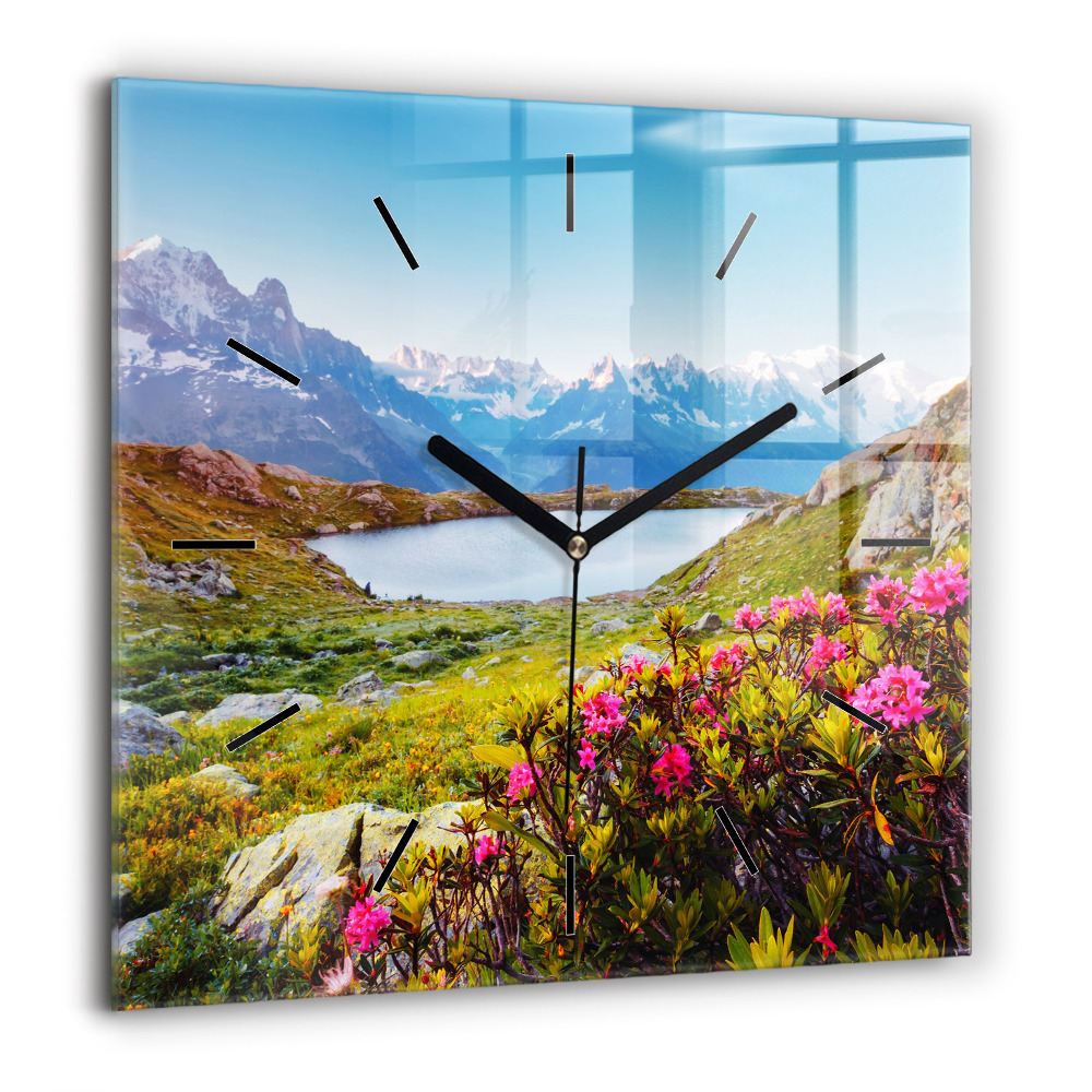 Szögletes fali üvegóra 60x60 Mont Blanc Chamonix gleccser