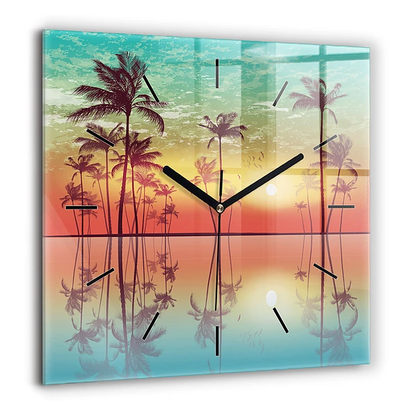Szögletes üvegóra 60x60 Trópusi pálmafák