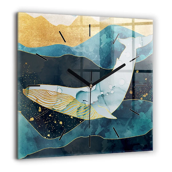 Szögletes fali üvegóra 60x60 Absztrakt bálna