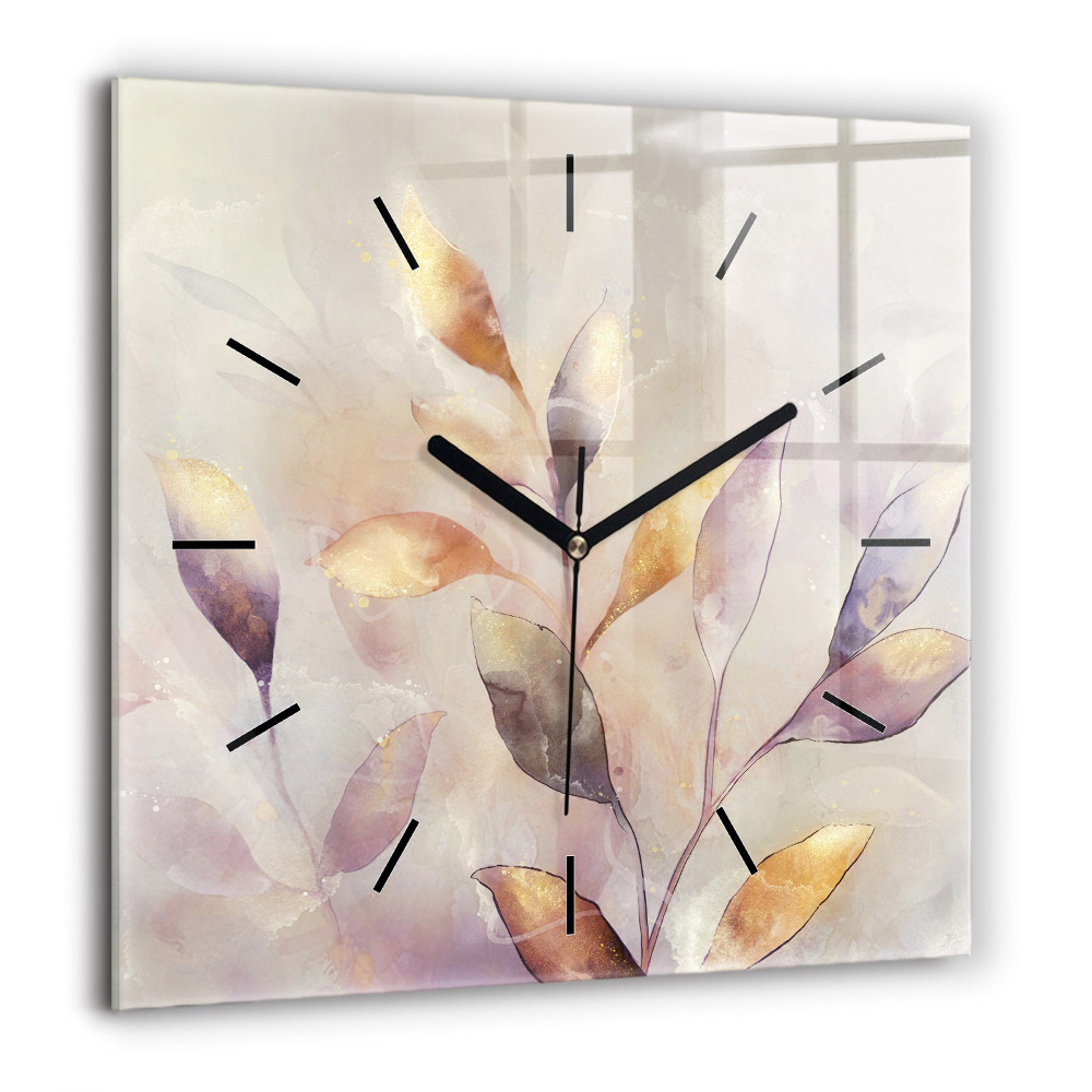 Szögletes fali üvegóra 60x60 Absztrakt boho levelek