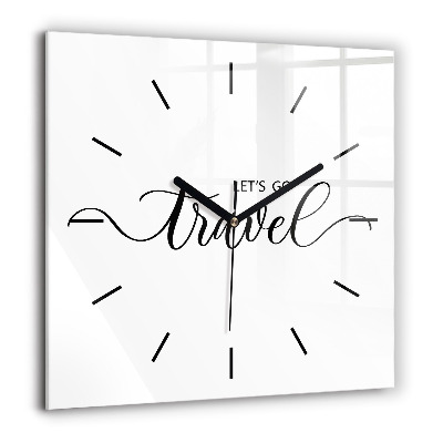 Négyzetes üvegóra 60x60 Utazás felirat