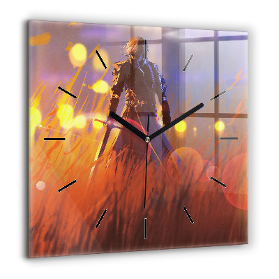 Szögletes üvegóra 60x60 Lovag karddal