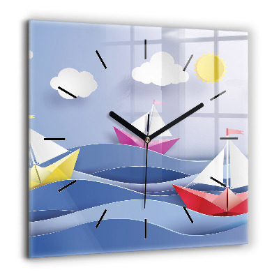 Szögletes fali üvegóra 60x60 Origami színes vitorlások