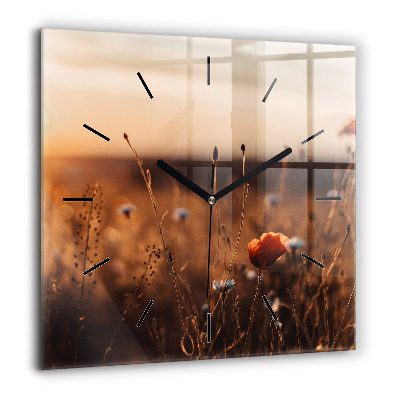 Szögletes üvegóra 60x60 Mező napfelkelte