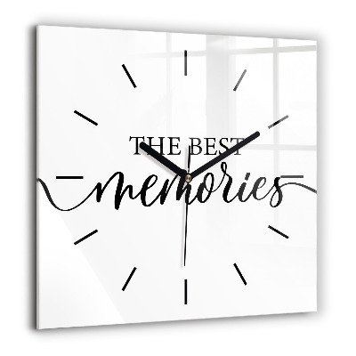 Szögletes üvegóra 60x60 Emlékek felirat