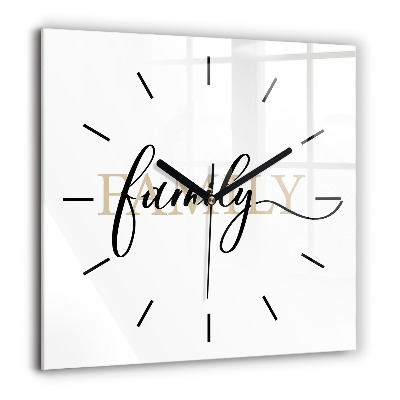 Szögletes fali üvegóra 60x60 Családi felirat