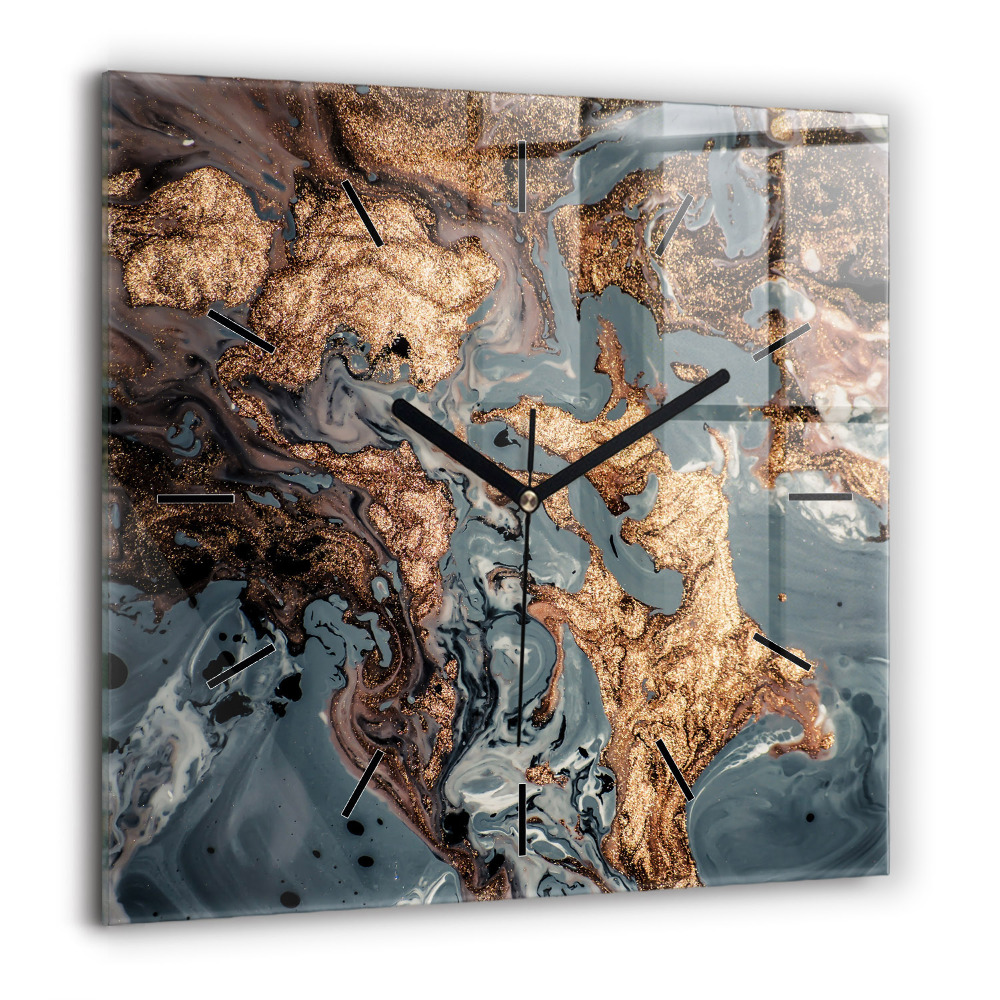 Szögletes fali üvegóra 60x60 Márvány arany absztrakt