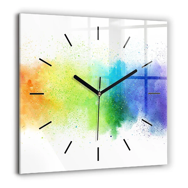 Négyzet alakú üvegóra 60x60 Absztrakt szivárvány