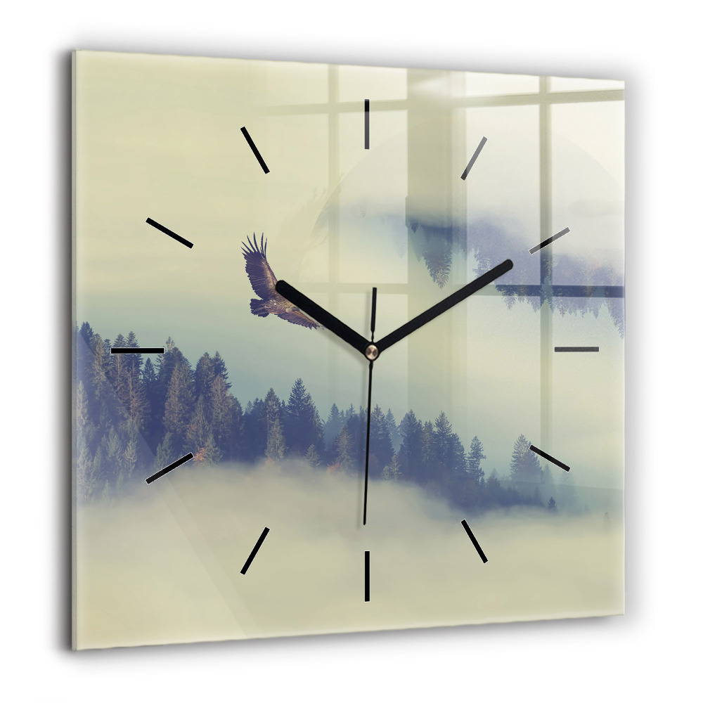 Szögletes üvegóra 60x60 Ködös erdei sas