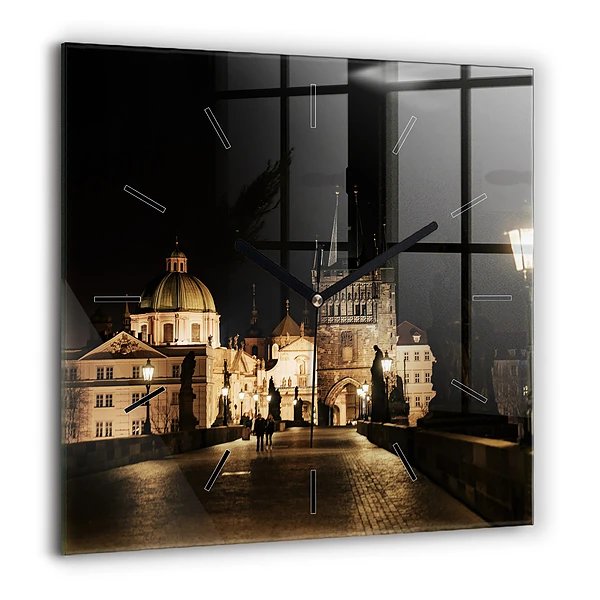 Szögletes üvegóra 60x60 Károly híd Prágában