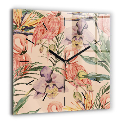 Szögletes üvegóra 60x60 Trópusi pálmalevelek