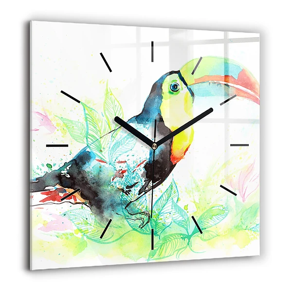 Szögletes fali üvegóra 60x60 Tukán a fűben