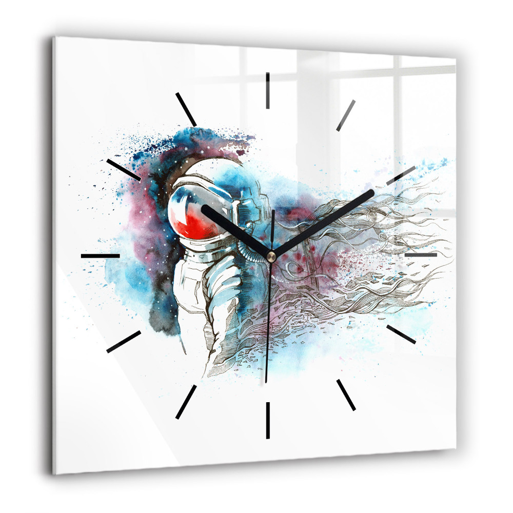 Szögletes üvegóra 60x60 Absztrakt űrhajós