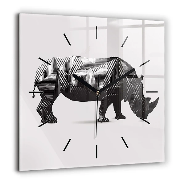 Szögletes fali üvegóra 60x60 Rhinoceros line art