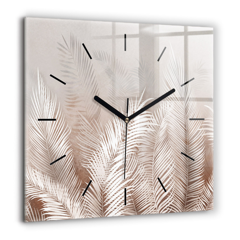 Négyzet alakú üvegóra 60x60 Trópusi boho levelek