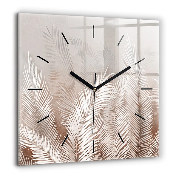 Négyzet alakú üvegóra 60x60 Trópusi boho levelek