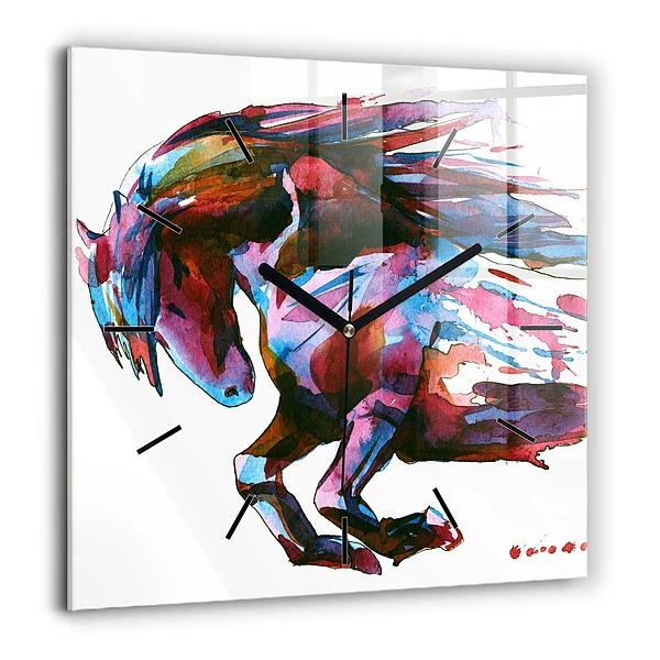 Négyzetes üvegóra 60x60 Futó ló