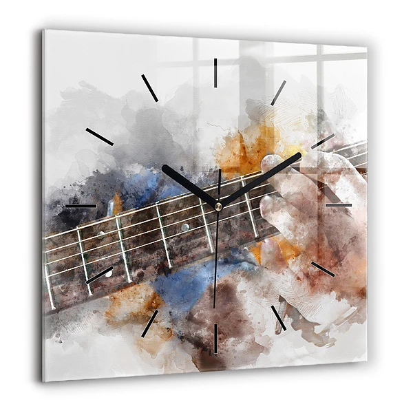 Négyzetes üvegóra 60x60 Egy gitár grafikája