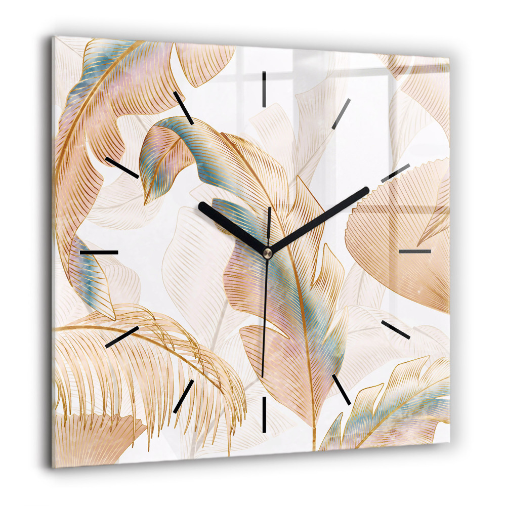 Szögletes üvegóra 60x60 Természet levélminta