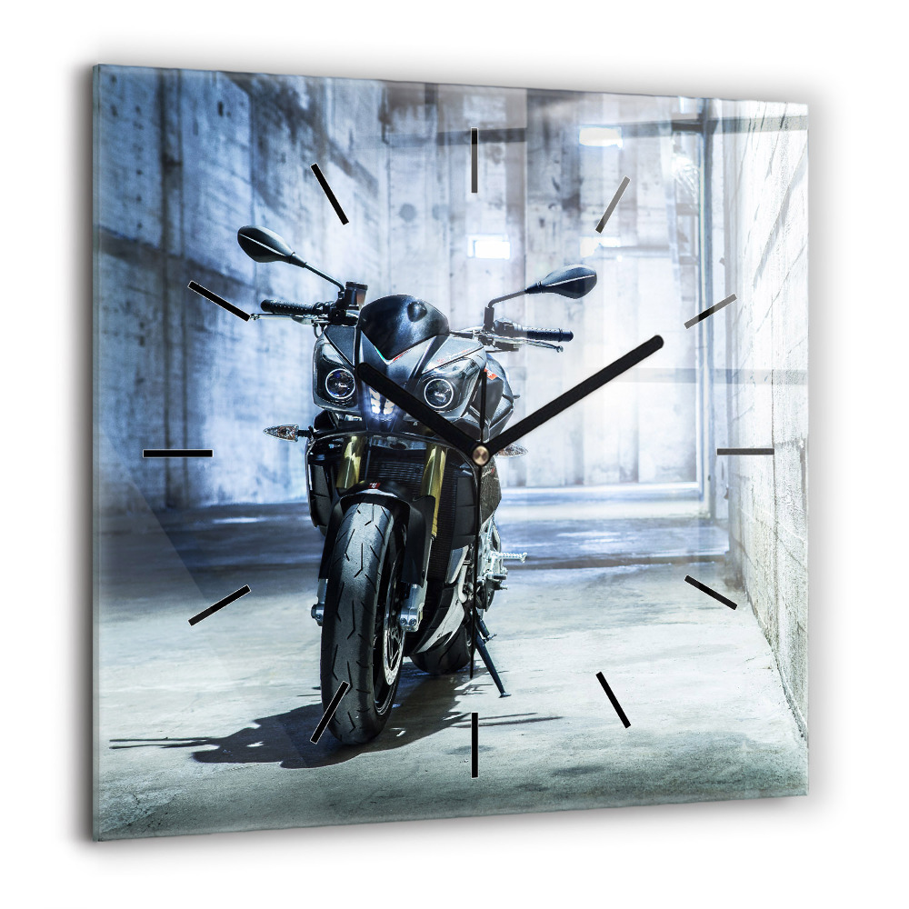 Szögletes üvegóra 60x60 Motorkerékpár egy sikátorban