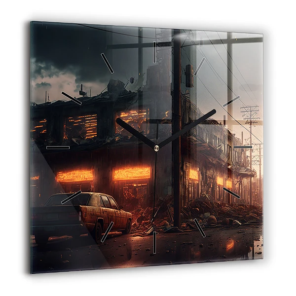 Szögletes fali üvegóra 60x60 Apokaliptikus épület