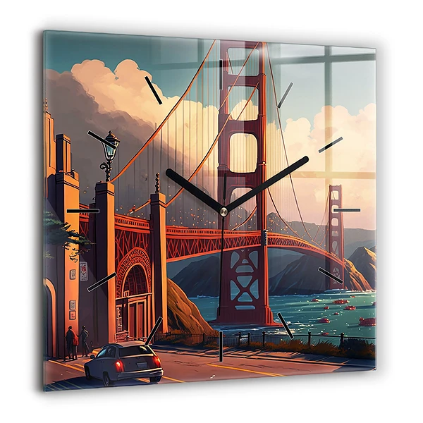 Négyzetes üvegóra 60x60 Híd San Franciscóban