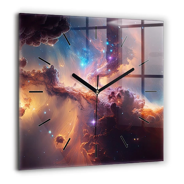 Szögletes üvegóra 60x60 Csillagok kozmikus világa