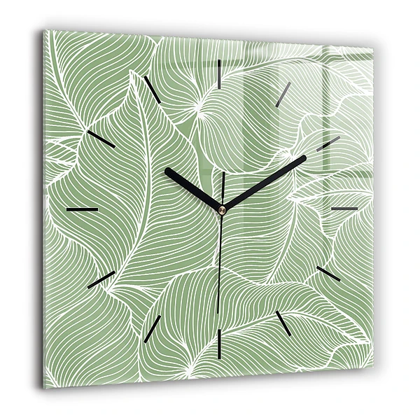 Négyzetes üvegóra 60x60 Természet levelek mintája