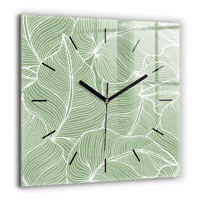 Négyzetes üvegóra 60x60 Természet levelek mintája