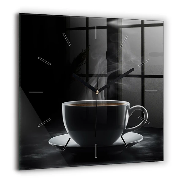 Szögletes fali üvegóra 60x60 Csésze fekete kávé