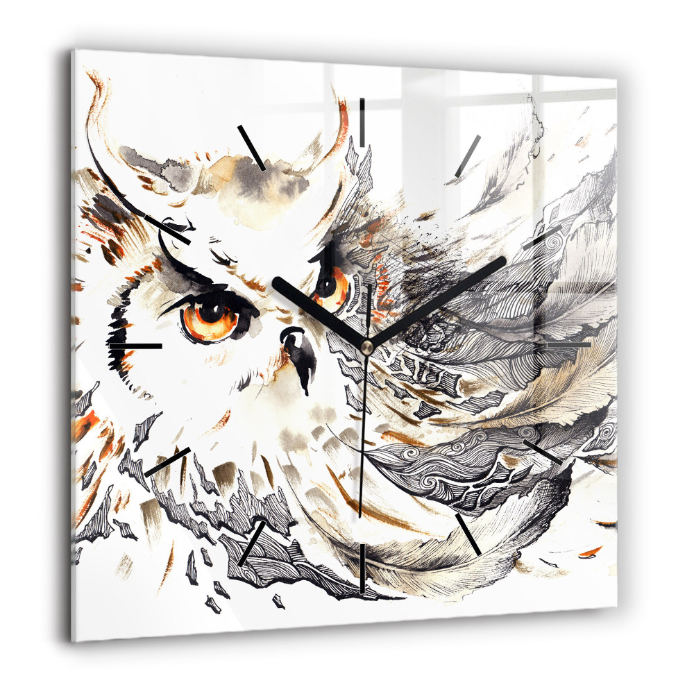 Négyzet alakú üvegóra 60x60 Bagoly a bölcsesség szimbóluma