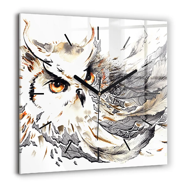 Négyzet alakú üvegóra 60x60 Bagoly a bölcsesség szimbóluma