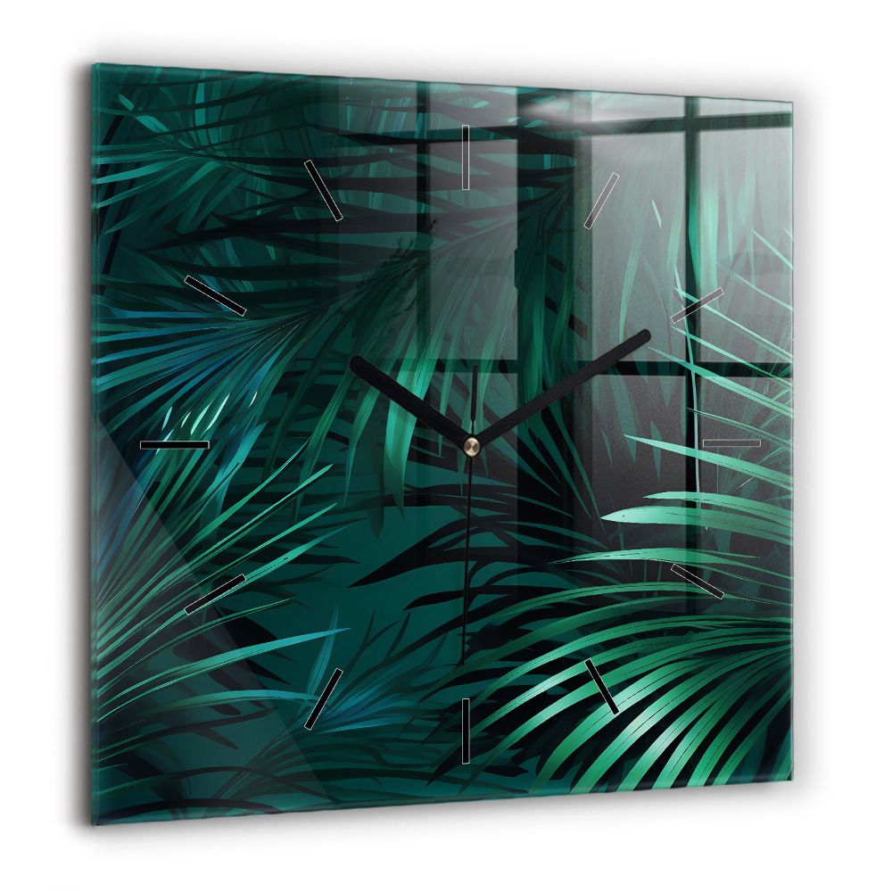 Szögletes üvegóra 60x60 Trópusi levelek