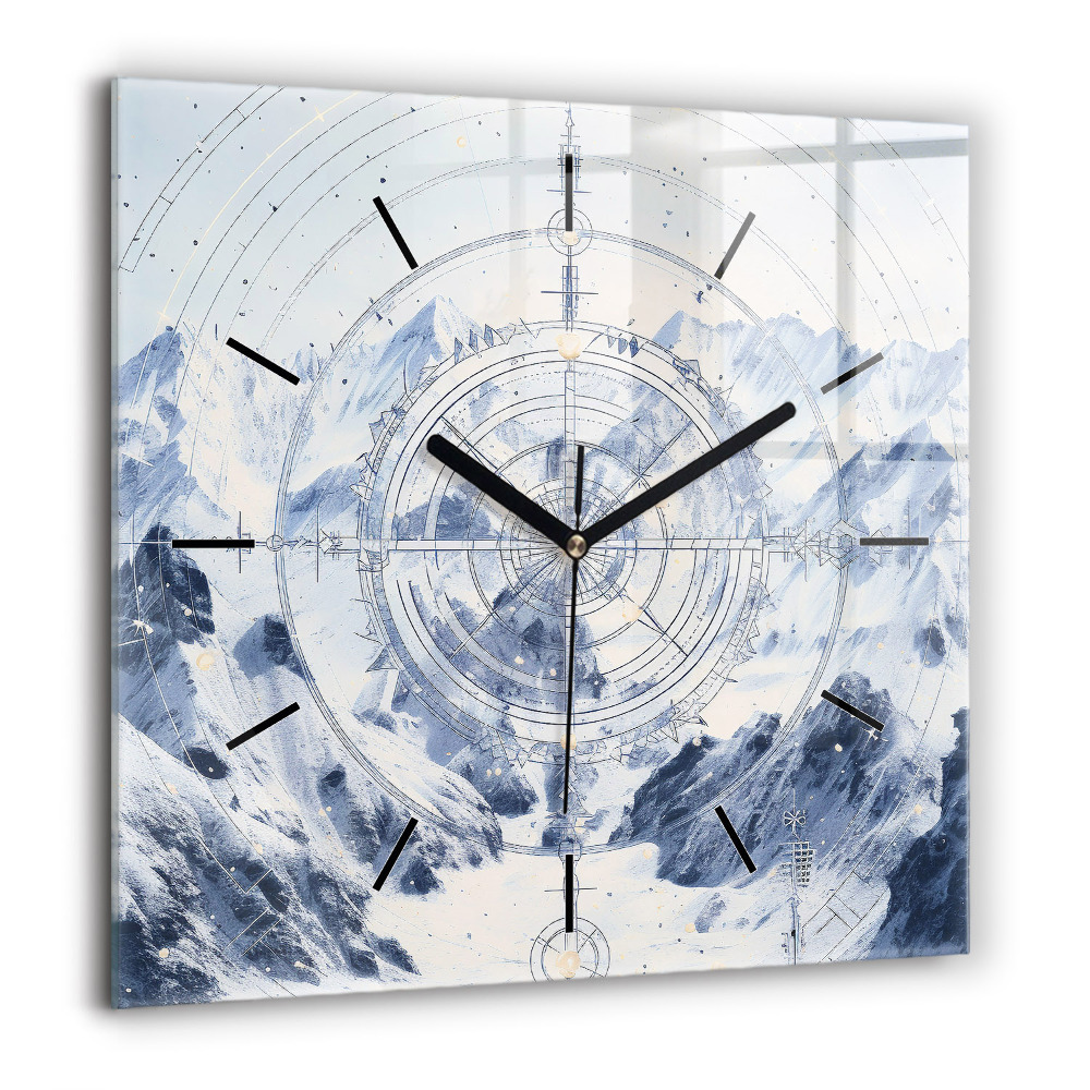 Szögletes fali üvegóra 60x60 Kék rajzok