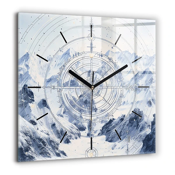 Szögletes fali üvegóra 60x60 Kék rajzok