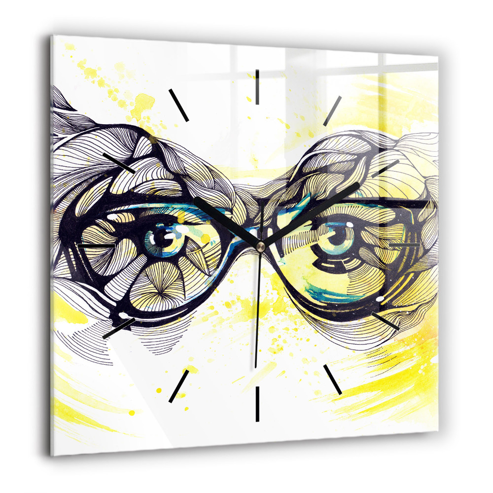 Szögletes üvegóra 60x60 Szemek szemüvegben