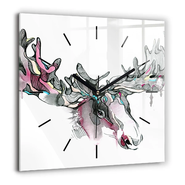 Szögletes fali üvegóra 60x60 Szarvas absztrakt