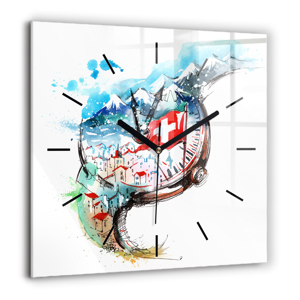Négyzet alakú üvegóra 60x60 Svájci óra