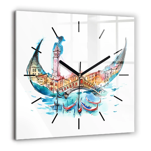 Négyzetes üvegóra 60x60 Olaszország - A velencei gondola