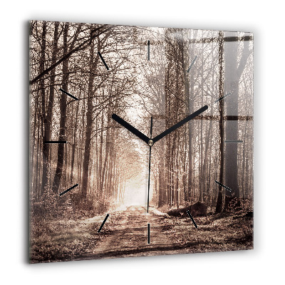 Szögletes üvegóra 60x60 Erdei ösvény szepiában