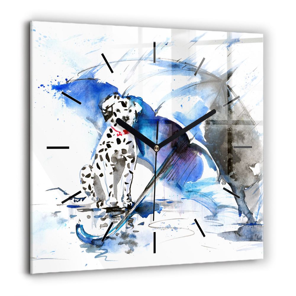 Négyzet alakú üvegóra 60x60 Dalmata és esernyő