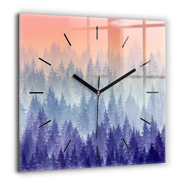 Négyzet alakú üvegóra 60x60 Erdő ködben