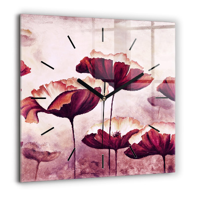 Négyzetes üvegóra 60x60 Virágzó mákvirágok