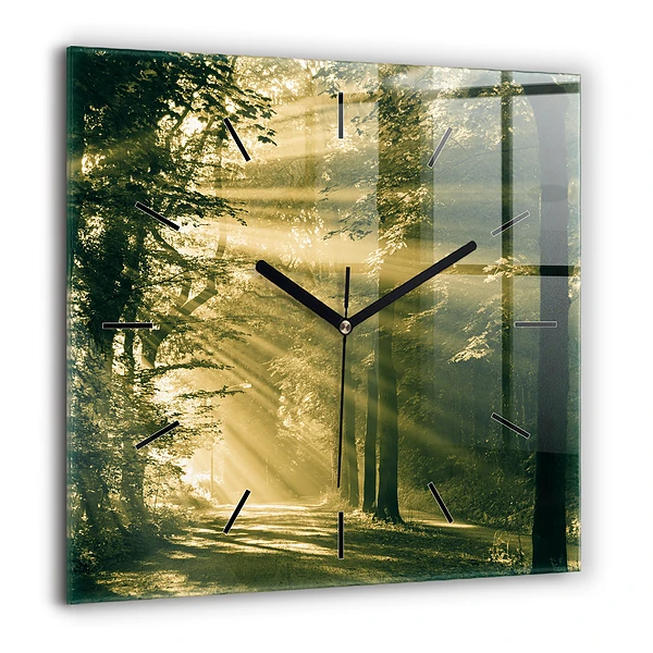 Szögletes üvegóra 60x60 Napsugarak Erdő