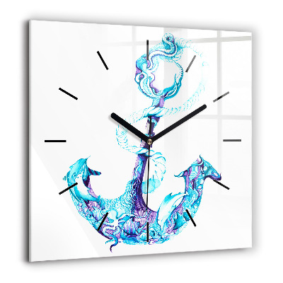 Négyzet alakú üvegóra 60x60 Tengeri horgony