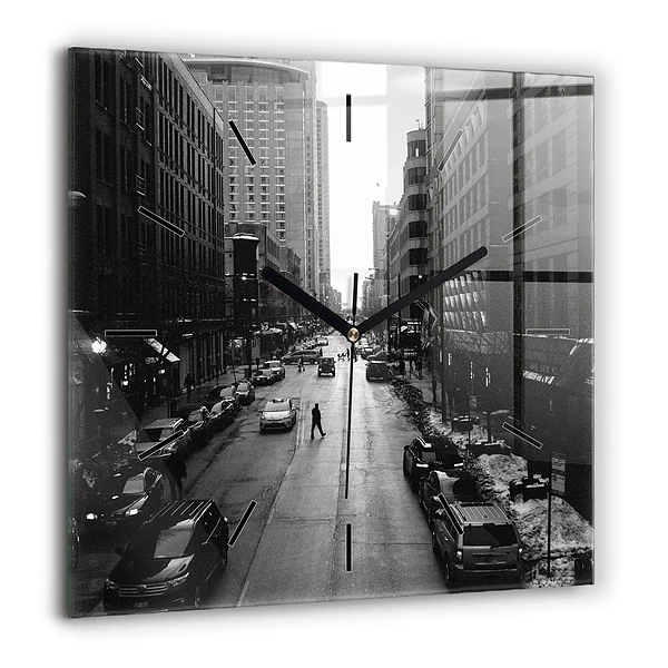 Szögletes fali üvegóra 60x60 Chicago város utcái
